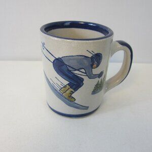 Vintage Louisville Stoneware Mug Downhill Skier Stowe Vermont Skiing Kentucky